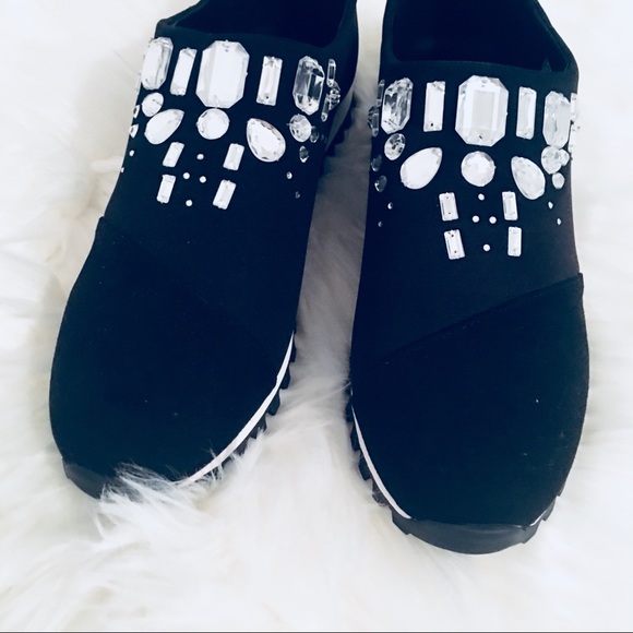 BCBG Generation Black Suede Jeweled Sneakers - Picture 6 of 8